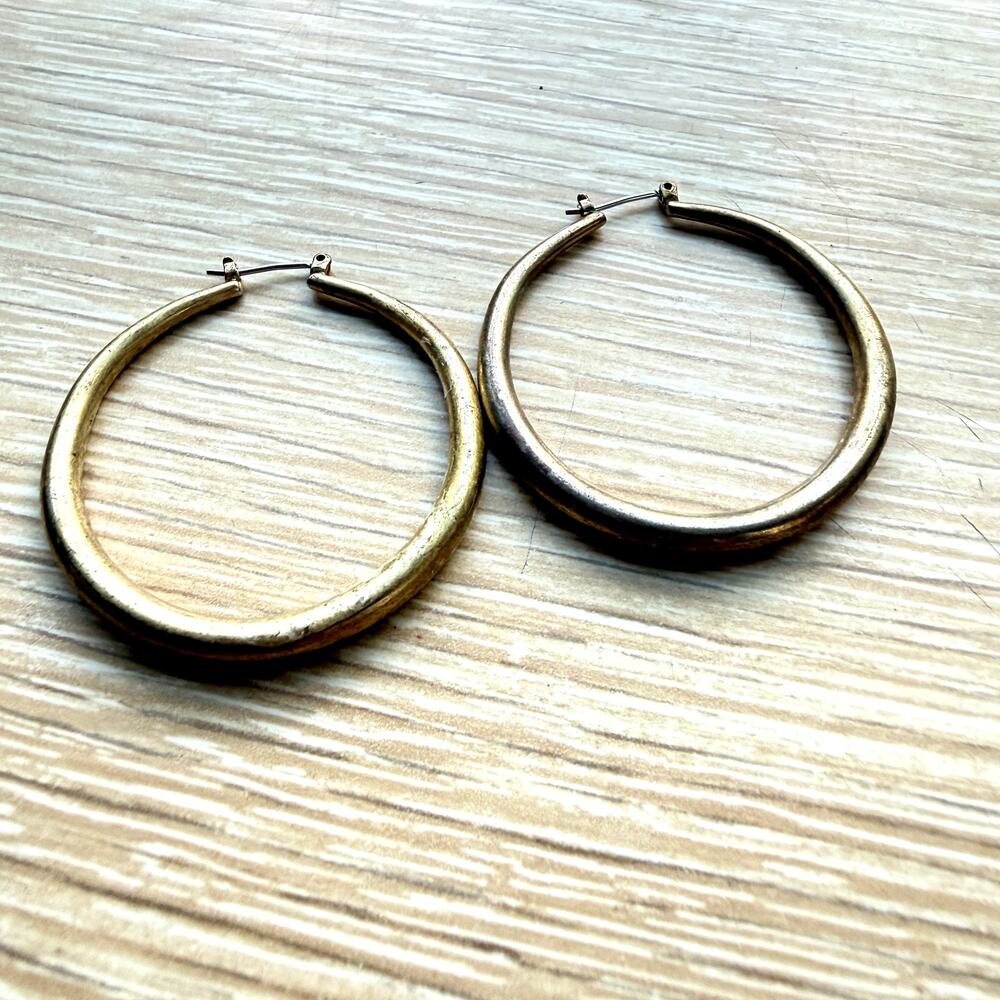 Vintage Gold Tone Chunky Hoop Earrings Statement Y2K Boho Jewelry